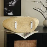 Chanel Women Large Shopping Bag Braided Straw Lambskin & Gold-Tone Metal-White