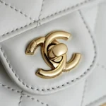 Chanel Women Large Shopping Bag Braided Straw Lambskin & Gold-Tone Metal-White