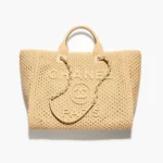Chanel Women Large Shopping Bag Braided Straw Suede Calfskin & Gold-Tone Metal