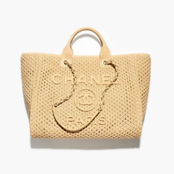 Chanel Women Large Shopping Bag Braided Straw Suede Calfskin & Gold-Tone Metal