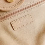 Chanel Women Large Shopping Bag Braided Straw Suede Calfskin & Gold-Tone Metal