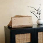 Chanel Women Large Shopping Bag Braided Straw Suede Calfskin & Gold-Tone Metal