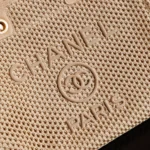 Chanel Women Large Shopping Bag Braided Straw Suede Calfskin & Gold-Tone Metal