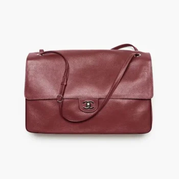 Chanel Women Maxi Flapbag Grained Calfskin Silver Tone Metal