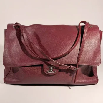 Chanel Women Maxi Flapbag Grained Calfskin Silver Tone Metal