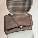 Chanel Women Maxi Flapbag Grained Calfskin Silver Tone Metal-Light Brown