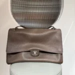 Chanel Women Maxi Flapbag Grained Calfskin Silver Tone Metal-Light Brown