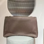 Chanel Women Maxi Flapbag Grained Calfskin Silver Tone Metal-Light Brown