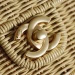 Chanel Women Mini Flap Bag With Top Handle Braided Rattan & Gold-Tone Metal-Beige