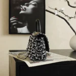 Chanel Women Mini Flap Bag With Top Handle Pearls Sequins Lambskin & Gold-Tone Metal