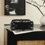 Chanel Women Mini Flap Bag With Top Handle Pearls Sequins Lambskin & Gold-Tone Metal