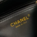 Chanel Women Mini Shopping Bag Braided Raffia & Gold-Tone Metal-Black