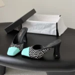 Chanel Women Mules Lambskin Patent Calfskin-Black G47284