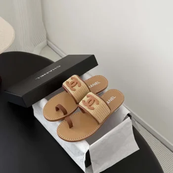 Chanel Women Mules Raffia Lambskin-Brown G47069