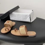 Chanel Women Mules Raffia Lambskin-Brown G47069