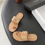 Chanel Women Mules Raffia Lambskin-Brown G47069