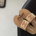 Chanel Women Mules Raffia Lambskin-Brown G47069