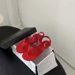 Chanel Women Sandals Suede Calfskin-Red G47094