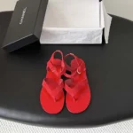 Chanel Women Sandals Suede Calfskin-Red G47094