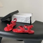 Chanel Women Sandals Suede Calfskin-Red G47094