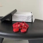 Chanel Women Sandals Suede Calfskin-Red G47094