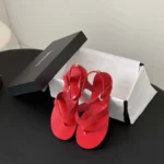 Chanel Women Sandals Suede Calfskin-Red G47094