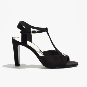 Chanel Women Sandals Suede Kidskin-Black G47030B23297
