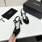 Chanel Women Sandals Suede Kidskin-Black G47030B23297