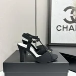 Chanel Women Sandals Suede Kidskin-Black G47030B23297