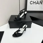Chanel Women Sandals Suede Kidskin-Black G47030B23297