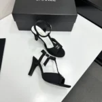 Chanel Women Sandals Suede Kidskin-Black G47030B23297