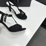 Chanel Women Sandals Suede Kidskin-Black G47030B23297