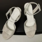 Chanel Women Sandals Suede Kidskin-Gray G47029B23297