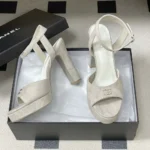 Chanel Women Sandals Suede Kidskin-Gray G47029B23297
