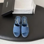 Chanel Women Sandals Washed Denim-Blue G47047B23727 - Image 2