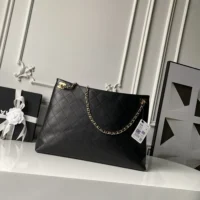 Chanel Women Shopping Bag Lambskin & Gold-Tone Metal-Black