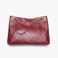 Chanel Women Shopping Bag Lambskin & Gold-Tone Metal-Burgundy