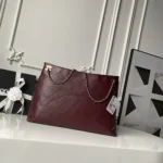 Chanel Women Shopping Bag Lambskin & Gold-Tone Metal-Burgundy