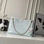 Chanel Women Shopping Bag Lambskin & Gold-Tone Metal-Light Blue