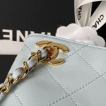 Chanel Women Shopping Bag Lambskin & Gold-Tone Metal-Light Blue