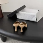 Chanel Women Slingbacks Lambskin Patent Calfskin-Beige G47175