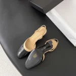 Chanel Women Slingbacks Lambskin Patent Calfskin-Beige G47175