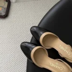 Chanel Women Slingbacks Lambskin Patent Calfskin-Beige G47175