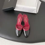 Chanel Women Slingbacks Lambskin Patent Calfskin-Burgundy G47175