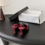 Chanel Women Slingbacks Lambskin Patent Calfskin-Burgundy G47175