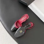 Chanel Women Slingbacks Lambskin Patent Calfskin-Burgundy G47175