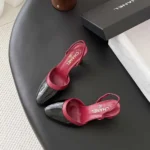 Chanel Women Slingbacks Lambskin Patent Calfskin-Burgundy G47175