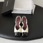 Chanel Women Slingbacks Lambskin Patent Calfskin-White-G47204