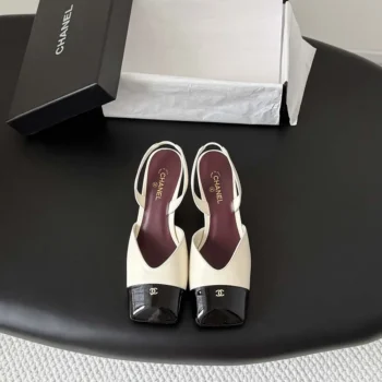 Chanel Women Slingbacks Lambskin Patent Calfskin-White-G47204