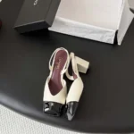 Chanel Women Slingbacks Lambskin Patent Calfskin-White-G47204